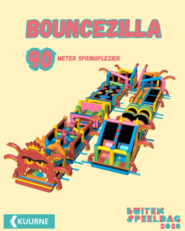 afbeelding springkasteel van 90 meter lang